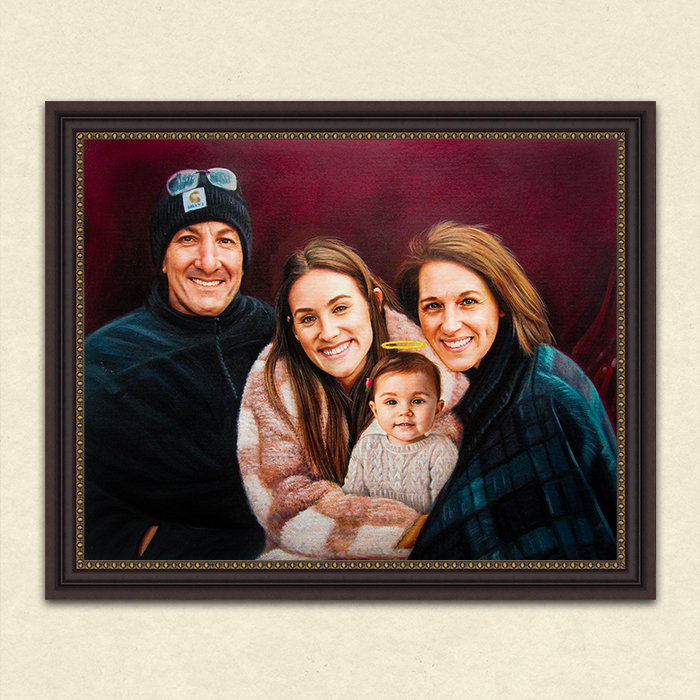 framed family portrait painting